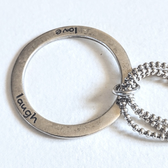 Vintage 925 Sterling Silver Live Laugh Love Circle Multi Chain Necklace Karibou - Picture 3 of 9